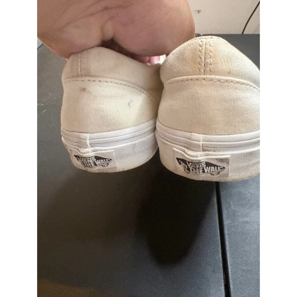 Vans Classic Slip-On Off White Canvas Skate Shoes Mens 6 Womens 7.5 508731